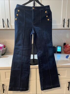Sailor Talbots Dark Blue Wide-Leg Jeans with Gold Buttons (0038)